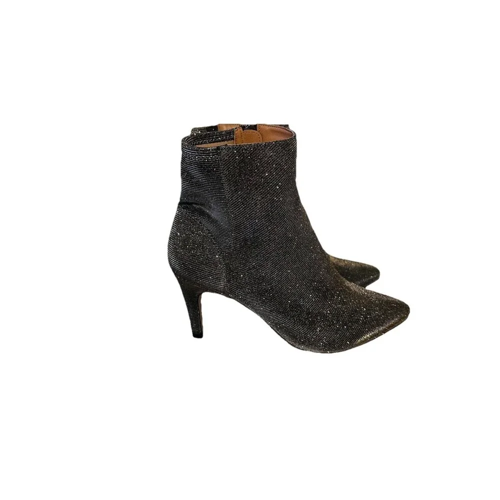 Eloquii silver platinum bling sparkly glitter Chelsea Ankle boots size 9 WIDE - Picture 2 of 15